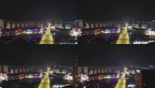 航拍安徽蚌埠建设蚌埠延安路夜景高清在线视频素材下载
