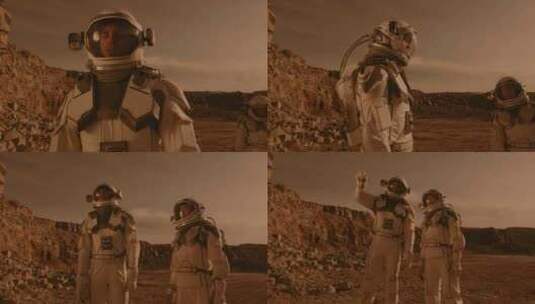 宇航员，男人，女人，火星高清在线视频素材下载