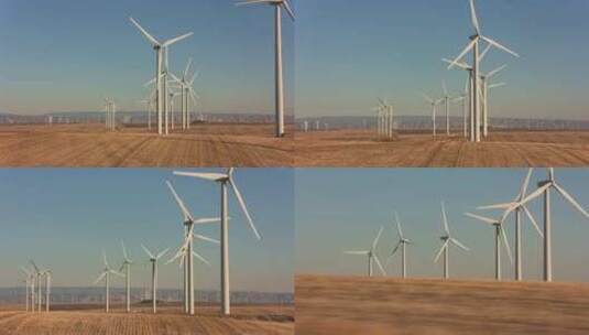 涡轮机，风电场，风力涡轮机，领域高清在线视频素材下载