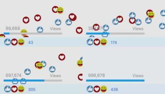 社交媒体、表情符号、计数器、浏览量高清在线视频素材下载