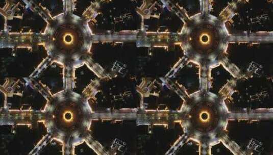特克斯八卦城夜景航拍高清在线视频素材下载