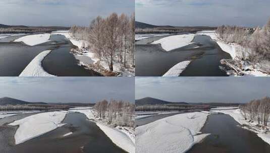 航拍国家湿地公园雾凇美景高清在线视频素材下载