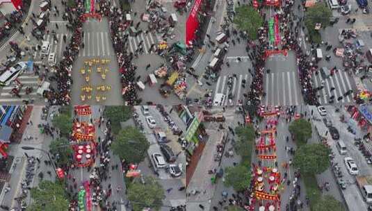 正月十五元宵节文艺表演航拍闹元宵航拍高清在线视频素材下载