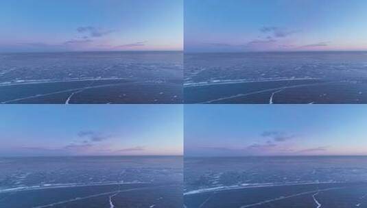 航拍冰湖暮色高清在线视频素材下载