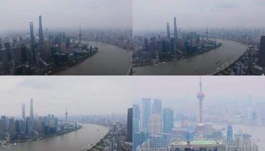 上海陆家嘴黄浦江畔俯瞰景观 来福士广场高清在线视频素材下载