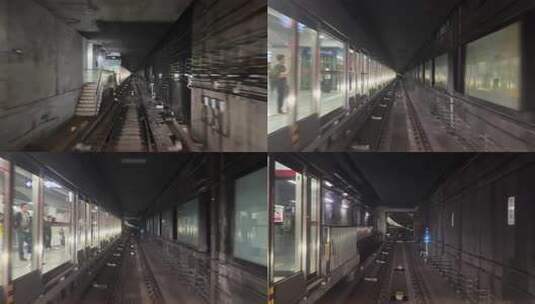 武汉地铁5号线无人驾驶地铁穿梭在隧道内部高清在线视频素材下载