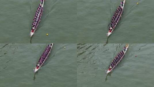 端午节赛龙舟比赛航拍龙舟俯拍龙舟划桨划船高清在线视频素材下载