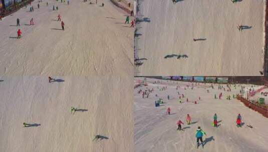 合集 航拍滑雪场滑雪的人群高清在线视频素材下载