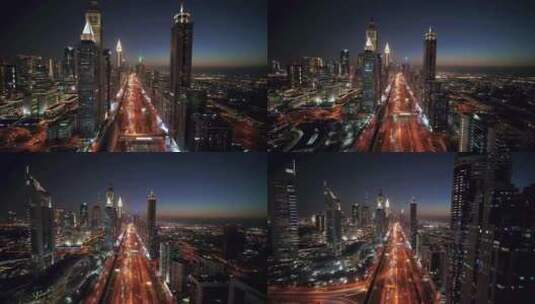 4K-迪拜城市夜景街道车流高清在线视频素材下载