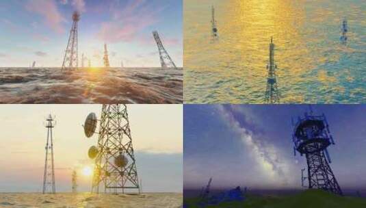 大海5g信号塔发射基站高清在线视频素材下载