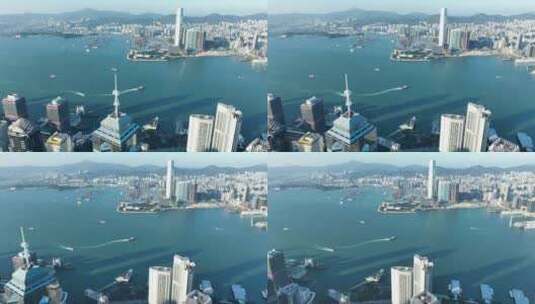 香港维多利亚港航拍香港城市建筑风光风景高清在线视频素材下载