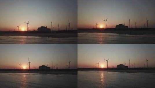海边日落剪影空镜头航拍高清在线视频素材下载