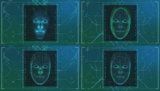 科技面部扫描高清在线视频素材下载