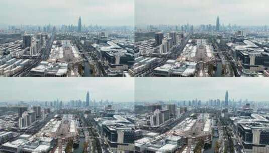 济南泉城广场雪景航拍高清在线视频素材下载