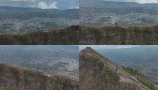 HDR印尼巴厘岛巴图尔火山航拍自然风光高清在线视频素材下载