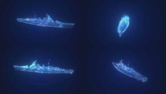 高科技军舰全息投影战舰模型动画高清在线视频素材下载