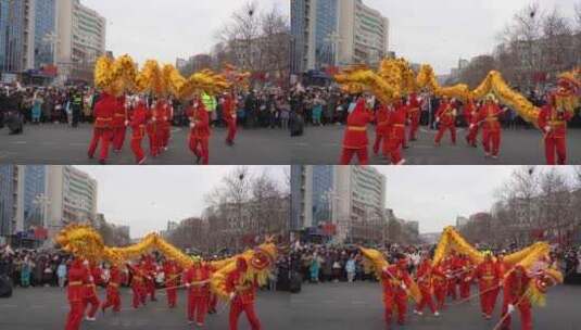 威海市环翠区龙行龘龘庆元宵民俗游艺展演高清在线视频素材下载