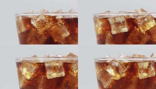 气泡 可乐特写 冰块 气泡水高清在线视频素材下载