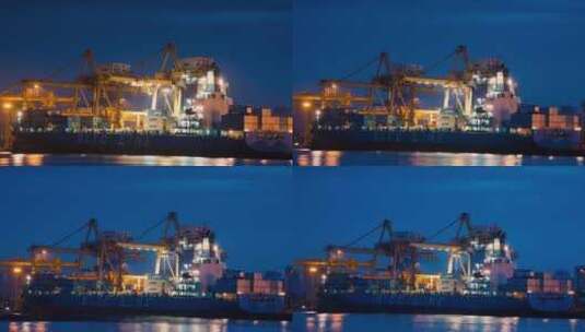 港口码头集装箱货轮高清在线视频素材下载