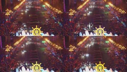 威海市人民广场2024年春节花灯高清在线视频素材下载