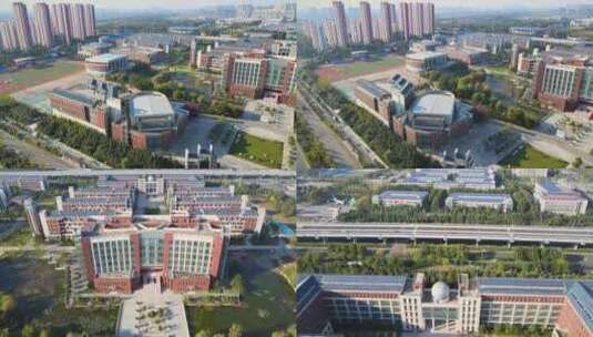 济宁一中第一中学城市建筑校园宣传片航拍高清在线视频素材下载