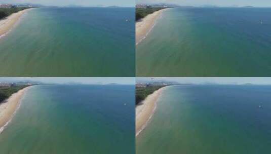 航拍三亚海棠湾蜈支洲岛蓝天白云海浪沙滩高清在线视频素材下载