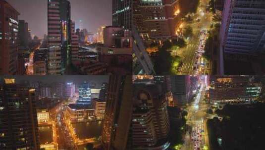 上海市黄浦区南京西路高楼大厦摩天大楼车流高清在线视频素材下载