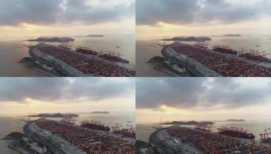 洋山港口 镜头下摇-码头大景高清在线视频素材下载