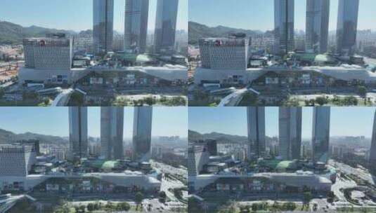 东莞民盈国贸中心购物中心航拍商城商场广场高清在线视频素材下载