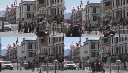 西藏人群过马路高清在线视频素材下载