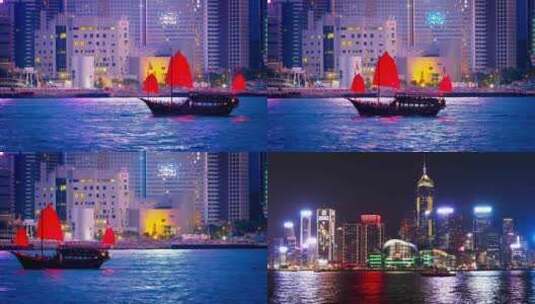 夜晚长江上的行船高清在线视频素材下载