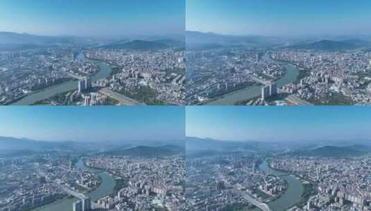 广州从化区航拍从化大桥流溪河城市建筑风光高清在线视频素材下载