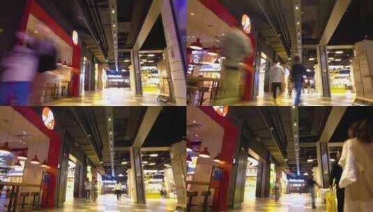 地下商场逛街购物人群人流延时摄影高清在线视频素材下载