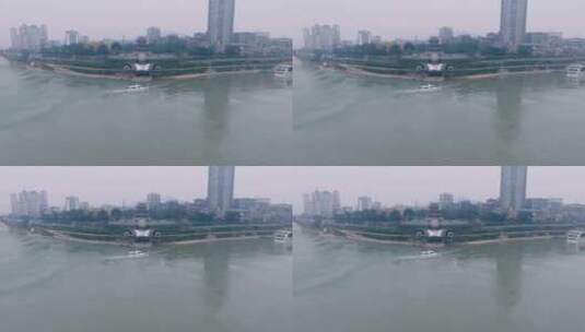 航拍城市长江流域高清在线视频素材下载