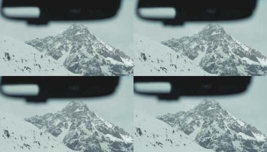车窗外的雪山空镜头高清在线视频素材下载