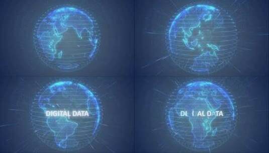 蓝色系科技感地球特效展示高清在线视频素材下载