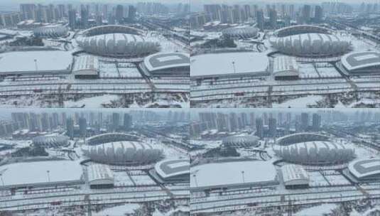 岳阳市体育馆雪景高清在线视频素材下载