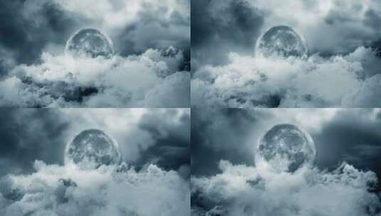 穿越云层飞向月球高清在线视频素材下载