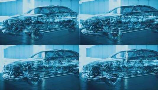 实验室带发动机的透明汽车高清在线视频素材下载