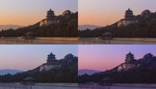 北京 颐和园 万寿山 长廊 夜景 1-6D高清在线视频素材下载