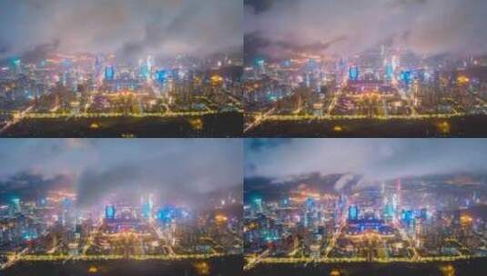 深圳夜景航拍延时高清在线视频素材下载
