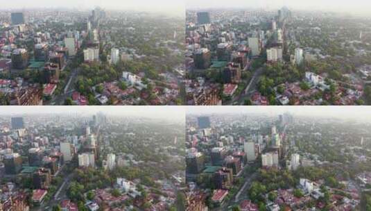 航拍城市的上空高清在线视频素材下载