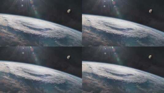 从轨道上看地球大气层中的飓风高清在线视频素材下载
