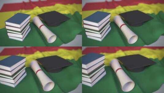 国旗毕业帽和文凭高清在线视频素材下载
