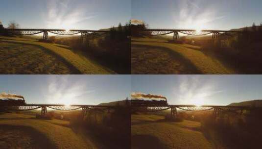 火车在桥上行驶高清在线视频素材下载