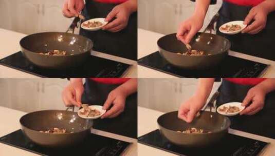 葱姜蒜炝锅 (8)高清在线视频素材下载