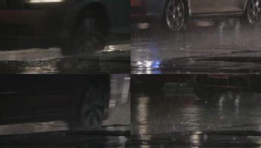 大雨中行驶的汽车高清在线视频素材下载