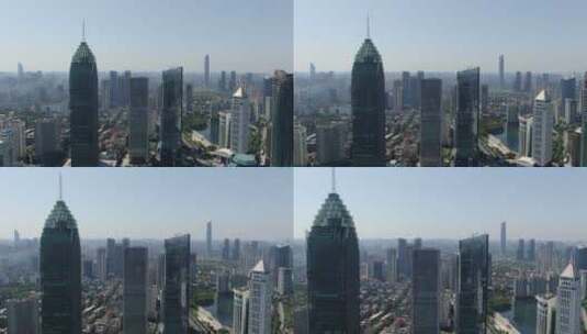 航拍武汉城市风光汉口金融中心高清在线视频素材下载