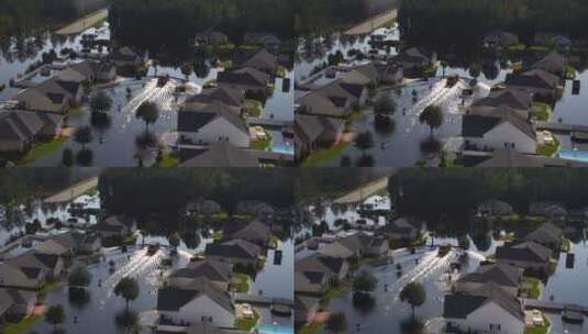 洪水泛滥房子淹没高清在线视频素材下载