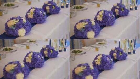 豪华婚礼晚宴的装饰桌高清在线视频素材下载